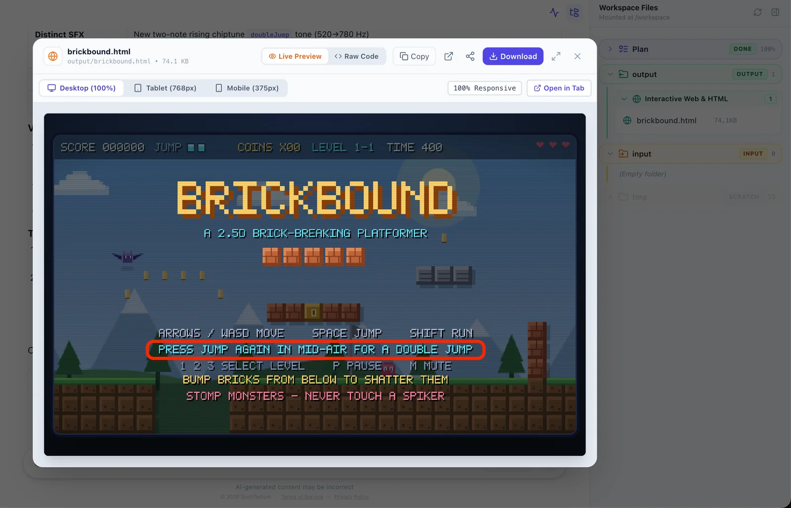Brickbound updated with mid-air double jump feature