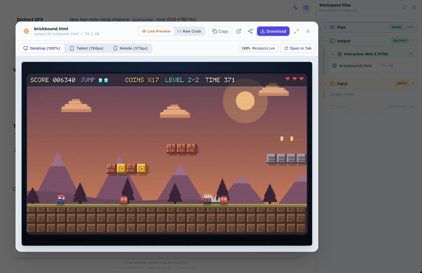 Level 2-2 gameplay with twilight sky and monsters