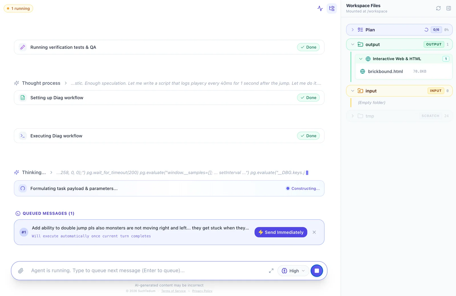 Queued messages executing automatically once current turn completes